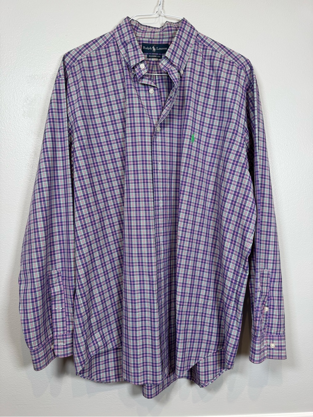 Ralph Lauren Classic Fit Purple Plaid Button Down Shirt Men’s 17 XL